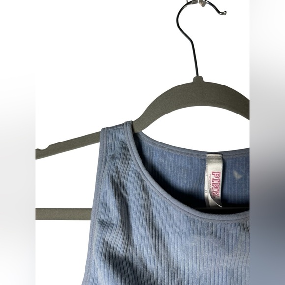 Victoria's Secret PINK Ribbed Crop Top Bralette built in cups Blue Size M - Picture 3 of 7